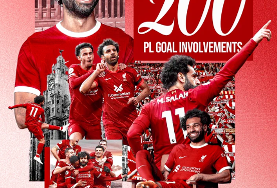 ليفربول يحتفل بمساهمة محمد صلاح بأكثر من 200 هدف في البريميرليج