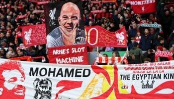 جماهير ليفربول تدعم محمد صلاح في مباراة إيبسويتش تاون بلافتة كبيرة