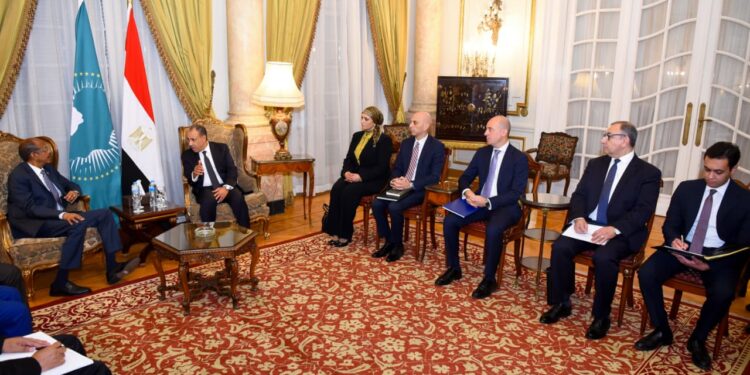 وزير الخارجية يؤكد لرئيس مفوضية الاتحاد الأفريقي دعم مصر الكامل لتحقيق الاندماج والتنمية القارية