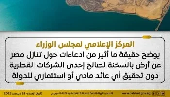 الحكومة تنفي التنازل عن أراضٍ بالسخنة لشركة قطرية: “حق انتفاع والسيادة مصرية كاملة”