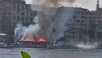 حريق ضخم بمطعم على كورنيش النيل في أسوان دون إصابات