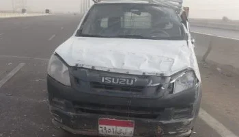 انقلاب سيارة ربع نقل يستقلها عددا من العمال الزراعيين أمام منطقة السحر والجمال طريق مصر الإسماعيلية الصحراوى.