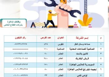 توفير ١٨٧٤ فرصة عمل داخل ٨ مصانع وشركات تابعين للقطاع الخاص بالشرقية