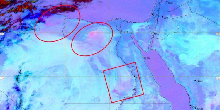 الأرصاد: وجود للأتربة والرمال المثارة على مناطق من الصحراء الغربية وأقصى السواحل الغربية